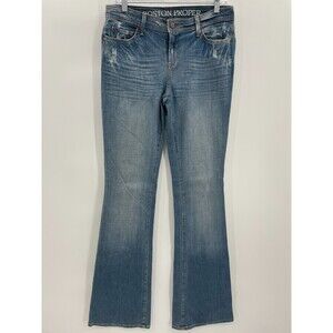 BOSTON PROPER Distressed Whiskered Bootcut Flare Jeans Size 8